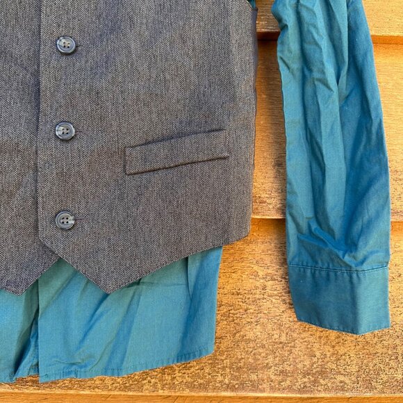 Dockers Boys Dress Shirt Vest & Clip-On Size 10 Cotton/Polyester Blend - Picture 7 of 12
